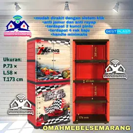 Lemari pakaian karakter anak 2 pintu plastik BESTPLAST BMC KIDS RACER