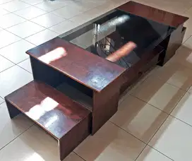 Meja Kayu Alas Kaca