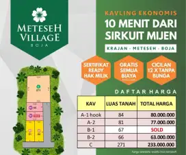 Tanah kavling murah SHM ready di meteseh boja