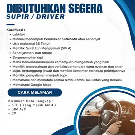 Lowongan Kerja Driver / SUPIR