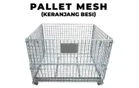 Pallet Mesh Keranjang Besi Lipat Roda STOCKY 7 Trolley Besi 1,2 m