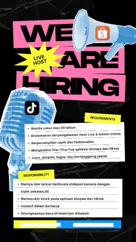 LOKER HOST LIVE TIKTOK & SHOOPE (Untuk fulltime & freelance)