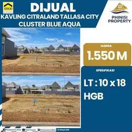 DIJUAL Kavling di cluster Blue Aqua Citraland Tallasa City