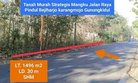 Jual tanah murah pinggir jalan raya bejiharjo karangmojo gunungkidul