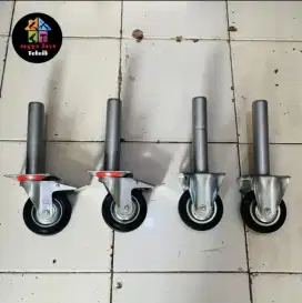 RODA SCAFFOLDING 4 INCH KARET REM & MATI SATU SET