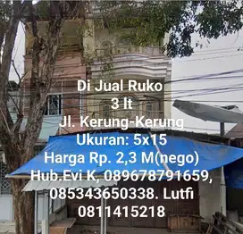 Dijual Ruko 3 lantai di Jl. Kerung2 Makassar