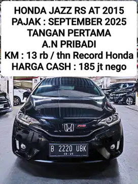 Honda Jazz RS AT 2015 Hitam Tangan Pertama