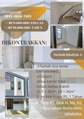 Dikontrakkan Rumah 2 Lantai Rotterdam