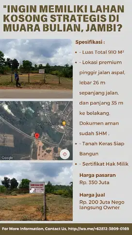 jual tanah di muara bulian jambi