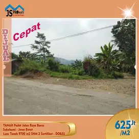 DIJUAL TANAH Padat Jalan Raya Baros Sukabumi - Jawa Barat - DO&SS