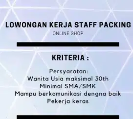 Di cari untuk staff packing online shop