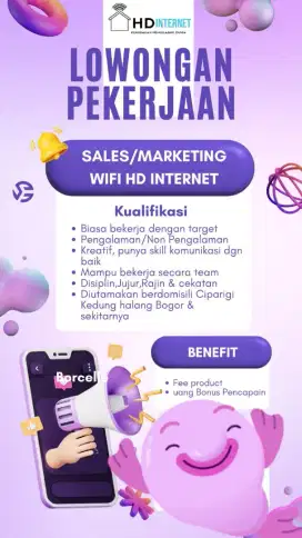 Lowongan Pekerjaan Marketing/Sales HD Internet