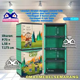 Lemari pakaian karakter anak 2 pintu plastik BESTPLAST BMC FOREST CAMP