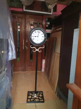 mantle clock jam standing termometer 2 sisi jam stasiun germany antik