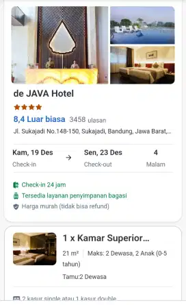 Voucher hotel de java hotel bandung depan mall pvj