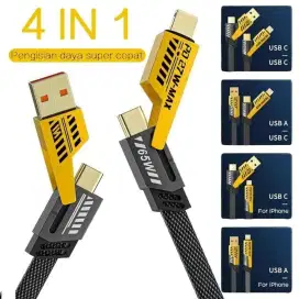 Kabel Data 4in1 65W Fast Charging 6A Bisa Type C to C Usb lightening