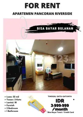 Sewa Apt Pancoran Riverside 2br Furnished Bisa Bulanan Unit Hook Lt 18