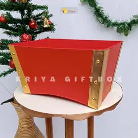 Keranjang Parcel Natal Bahan Kulit Imitasi | Keranjang Hampers Hardbox