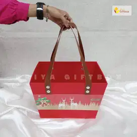 Keranjang Parcel Natal | Keranjang Hampers Jinjing Warna Merah