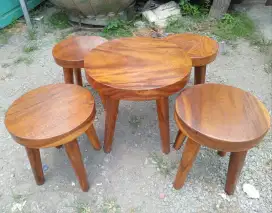 Set meja kursi tamu teras kayu utuh 4kursi