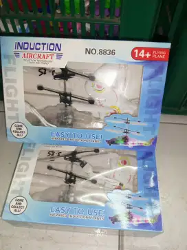 Mainan Anak Remot Control Helikopter Cas Transparan Lampu