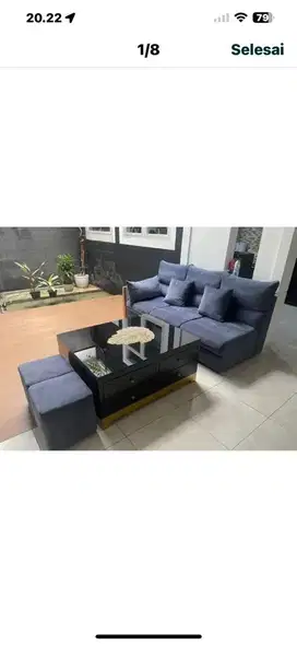 Sofa L plus meja mewah like new