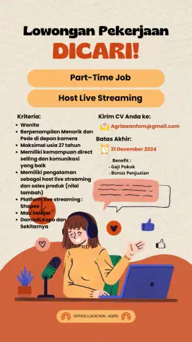 Part-Time Job Host Live Streaming