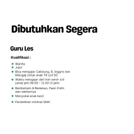 GURU LES UNTUK ANAK TK DAN SD