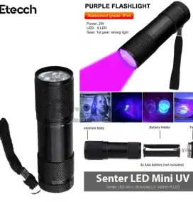 senter Led Ultraviolet cocok baget untuk cek Uang Asli