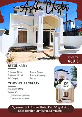 DI JUAL RUMAH MURAH TYPE 70 3 KAMAR DEKAT MALL MBK BANDAR LAMPUNG