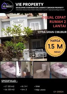 MURAH  DIJUAL RUMAH SIAP HUNI DI CITRAGRAN CIBUBUR