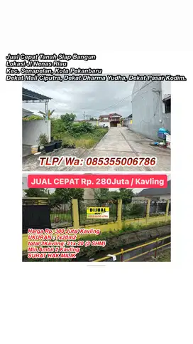 Jual tanah Sukajadi jln sidomulyo dekat mutiara dan jln riau