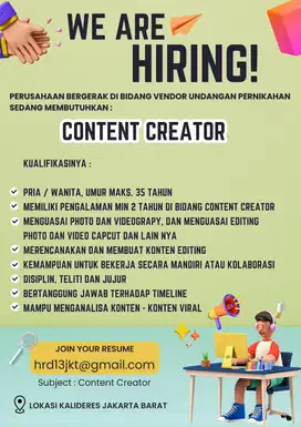 Lowongan Pekerjaan Bagian Content Creator