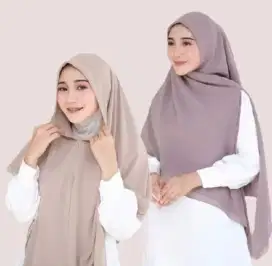 Jilbab resleting Coklat bahan Cerutty