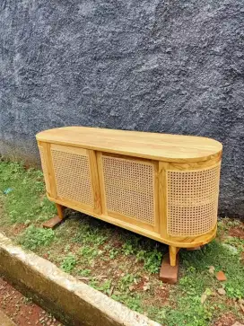 Dinding teble rattan kayu jati