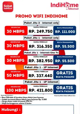 PASANG WIFI INDIHOME 10 MBPS 100 RIBU