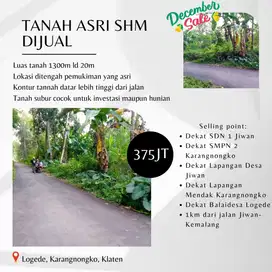 SPESIAL DESEMBER HARGA MURAH PEKARANGAN SUBUR AREA KARANGNONGKO