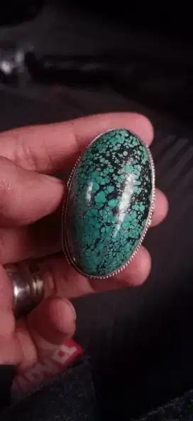 Cincin pirus besar perak motif natural