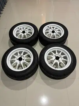 Enkei tarmac ring 15 ban sx2 195/55/15 kondisi bagus