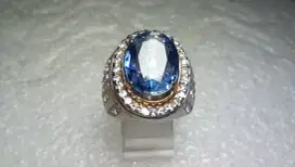 Cincin Perak Natural Blue Kyanite Dim. 13x10x4 Mewah