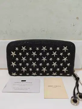 Jimmy Choo Stars Studded Round Zipper Long Wallet original authentic