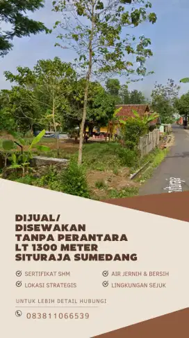 Dijual/Disewakan Luas Tanah 1300m