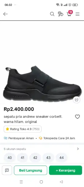 Sepatu Sneaker Slip On Andrew Men Corbett Size 41