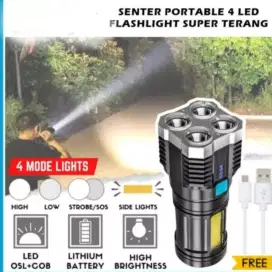 Senter dengan 4 mata LED