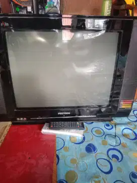 Di jual TV tabung polytron 21 inch sama set top box nya