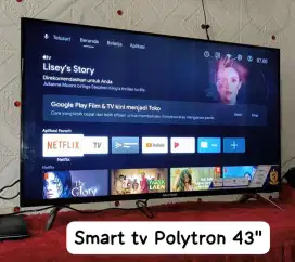 SMART TV ANDROID POLYTRON 43 INC MULUS SEPERTI BARU