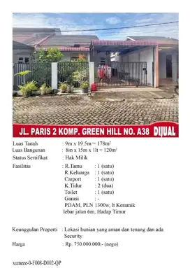 dijual rumah lokasi strategis,aman.