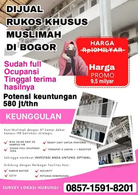 Dijual Kost Mahasiswi 57 kamar Ready fully furnished di Dramaga Bogor