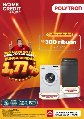 Segampang itu cicilan mesin cuci Polytron promo bunga 1,77 12 bulan