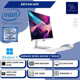 PC BARU ADVAN AIO INTEL ALDER LAKE N100 4GB DDR4 SSD128GB 23,8INCH FHD